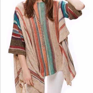 Free People Fressia Stripe Ponchi Sweater Large